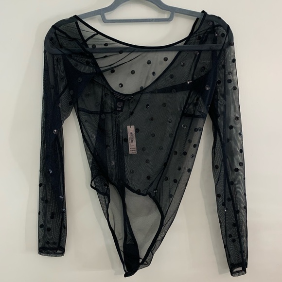 Victoria's Secret Black Sheer Bodysuit - Picture 2 of 5